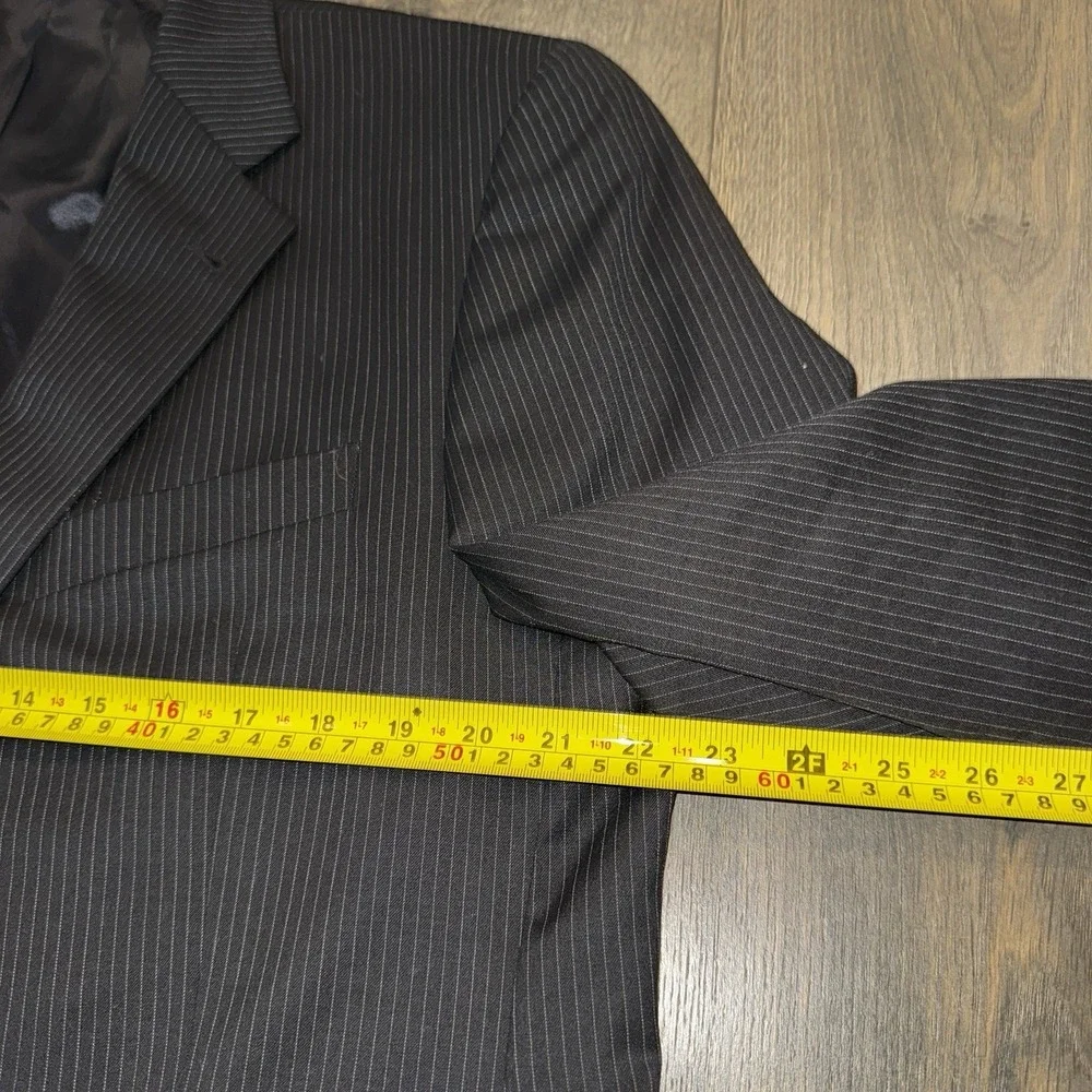Joseph Abboud Wool Sport Coat Mens 43S Striped Black Blazer Suit Jacket USA Made